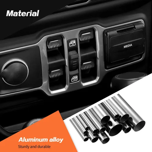 Vista 6 de JeCar 4 piezas para Jeep Wrangler Cubierta de botón del interruptor de ventana de la moldura interior negra para Jeep Wrangler JL JLU Gladiator JT