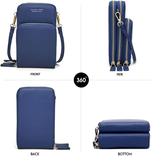 Vista 2 de Bolso chico en bandolera de mujer para celular, minicartera tarjetera monedero de manohombro