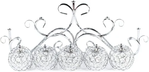 Vista 2 de Centros de mesa de cristal de 5 brazos, portavelas de cristal, candelabros para boda, comedor, mesa de café, decoración de pie, centro de mesa