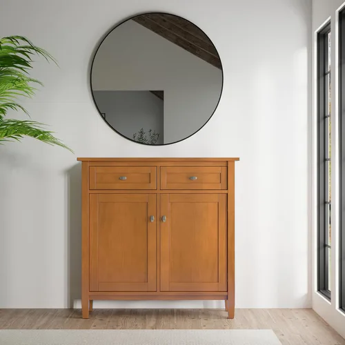 Vista 4 de SIMPLIHOME Warm Shaker 36" gabinete de madera maciza en marrón dorado claro