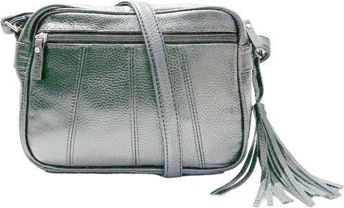 Vista 3 de Bolso de hombro de piel de vaca para mujer, pequeño organizador de cuerpo cruzado con muchos bolsillos