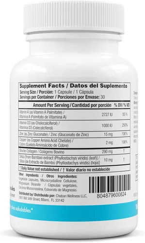 Vista 4 de Yes You Can! Cápsulas de colágeno, suplemento dietético para promover un cabello, piel y uñas saludables, 290 mg de colágeno bovino, vitamina A