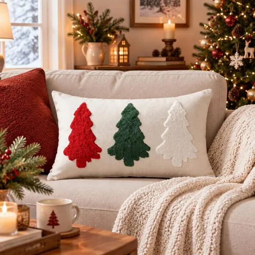 Vista 14 de Boao Merry & Bright - Fundas de almohada lumbar de 12 x 24 pulgadas Rojo Blanco