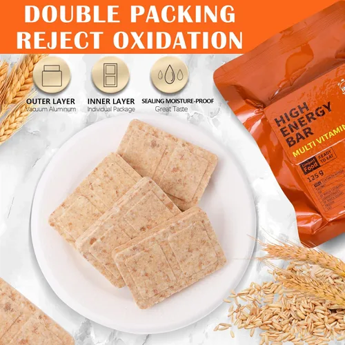 Vista 2 de Barras de ración de alimentos de emergencia, sabor a chocolate/multivitaminas, suministro de pestañas de supervivencia para campamento al aire