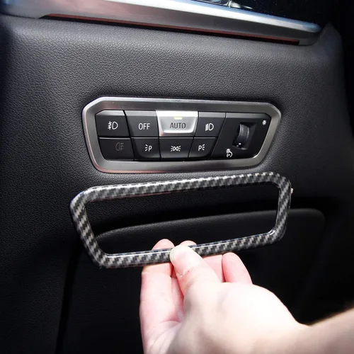 Vista 4 de Fibra de carbono estilo ABS coche interruptor decoración marco ajuste para BMW X5 G05 X7 G07 2019