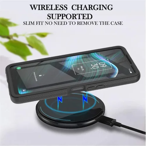 Vista 7 de Funda para Galaxy A24, Galaxy A24 4G, delgada, de cuerpo completo, resistente, elegante, protectora híbrida 3 en 1 con protector de pantalla Negro