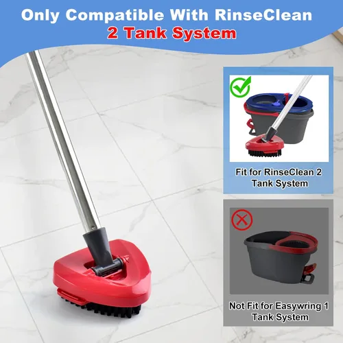 Vista 5 de Mango de trapeador para sistema O Cedar RinseClean de 2 tanques, cepillo de fregado y base de trapeador giratorio compatible con O-Cedar, asas