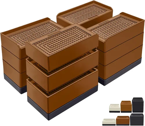 Vista 23 de ANNKUT Elevadores de Cama de 1.5 pulgadas, Bloques Elevadores Cuadrados Ajustables para Cama, Sofá, Mesa y Elevación de Sofá, Soporte de Trabajo