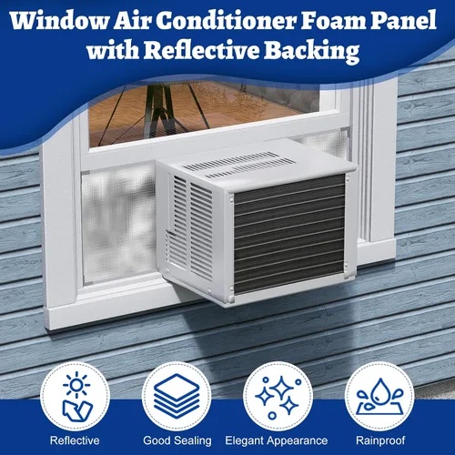 Vista 7 de Paneles de espuma con aislamiento de aire acondicionado de ventana con papel de aluminio, panel de aislamiento envolvente de CA para ventana