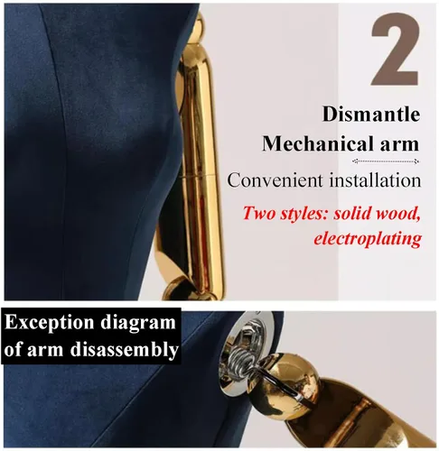 Vista 4 de Mannequin Countertop Velvet Surface Half Body Female with Tripod Stand Adjustable Height Hanging Fashion Form Display