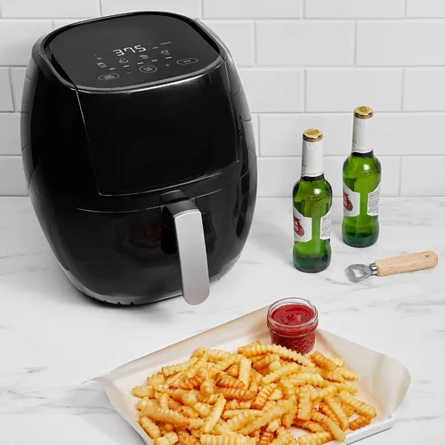 Vista 4 de Chefman TurboFry Touch - Freidora de aire de 8 cuartos de galón con ventana de visualización XL y pantalla digital avanzada, freír con menos aceite