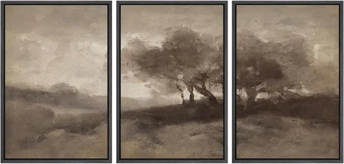 Vista 83 de SIGNWIN Lienzo enmarcado para pared, juego de arte dramático de cielo tormentoso, ilustraciones de paisaje nuboso Moody, arte moderno decorativo