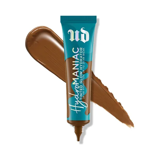 Vista 11 de Urban Decay Hydromaniac Dewy Foundation, Hidratante con color para piel seca, cobertura media construible, con filtrado de kombucha y aceite