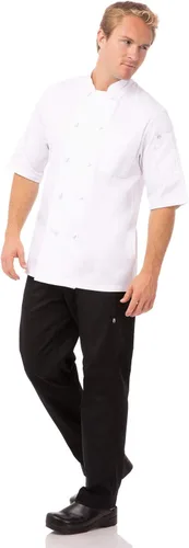Vista 4 de Chef Works Abrigo de chef Tivoli para hombre personalizado