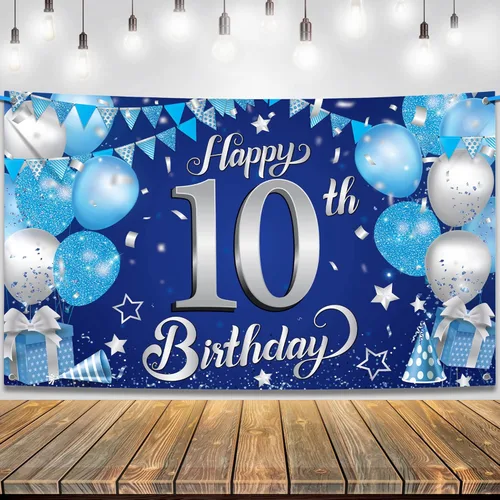 Vista 10 de KatchOn Cartel de cumpleaños número 10 de oro rosa - XL, 72 x 44 pulgadas Telón de fondo de feliz cumpleaños 10