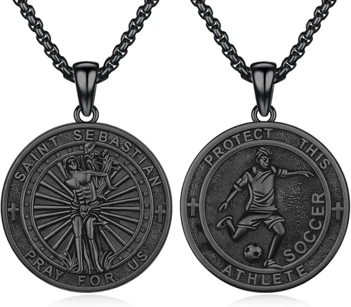 Vista 98 de 925 Sterling Silver Patron Saint Amulet Necklace for Men Women plateado