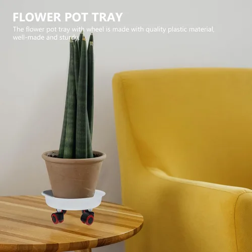 Vista 4 de 2pcs Plastic Flowerpot Holder with Wheel, Mobile Plant Stand for Home Smooth Polished Surface, Floor Protection, Balcony Gardening, Ceramic Pots and