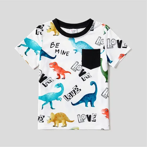 Vista 3 de PATPAT Conjuntos familiares a juego para mamá y yo, conjuntos de manga corta con estampado casual y camisetas a juego