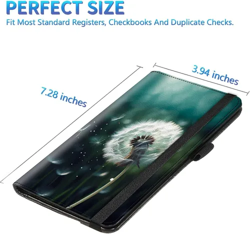 Vista 161 de Funda para chequera para hombres y mujeres, cartera de cuero RFID con ranuras para tarjetas de crédito, soporte de cheques duplicados personales