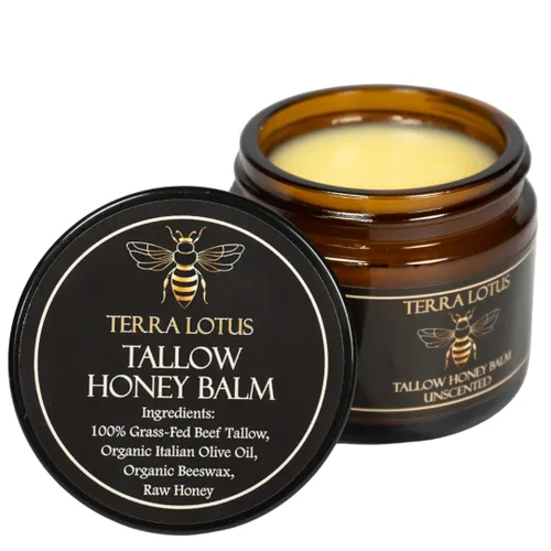 Vista 7 de Terra Lotus - Bálsamo de Sebo de Res Orgánica Alimentada con Pasto con Miel Cruda - Crema Hidratante para Piel Suave y Tersa - Hidratante Totalmente