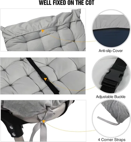 Vista 3 de REDCAMP Folding Cot Pads for Sleeping Extra Thick, Soft Comfortable Velvet & Corduroy Cotton Camping Cot Mattress Pad for Backpacking Hiking, Black