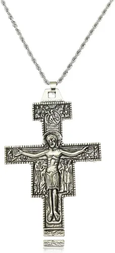 Vista 4 de RechicGu - Collar con crucifijo católico de San Francisco de Asís (3.3 in)