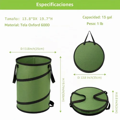 Vista 7 de Papelera para acampar, papelera emergente/papelera de reciclaje, cubo de basura reutilizable para exteriores, para jardín, patio, bolsa de basura