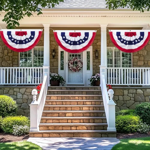 Vista 6 de Motiloo Bandera de abanico plisada de Estados Unidos, 2 x 4 pies, bandera patriótica de Estados Unidos con medio abanico para decoración del 4