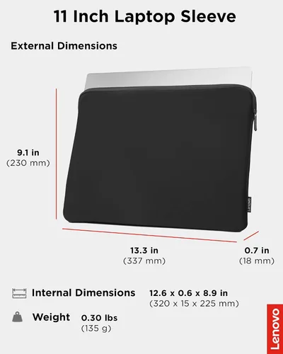 Vista 6 de Lenovo Funda básica para laptop de 11 pulgadas para notebook/tablet, compatible con MacBook Air/Pro, material de neopreno, forro polar suave