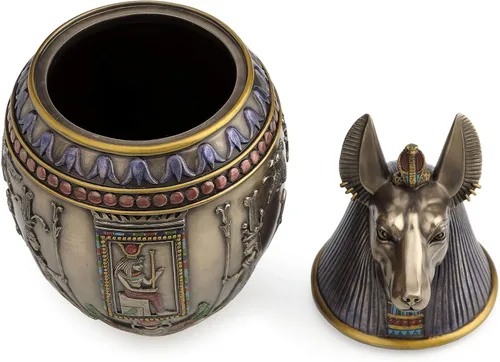 Vista 2 de Tarro canopic de urna conmemorativa de perro Anubis egipcio raro