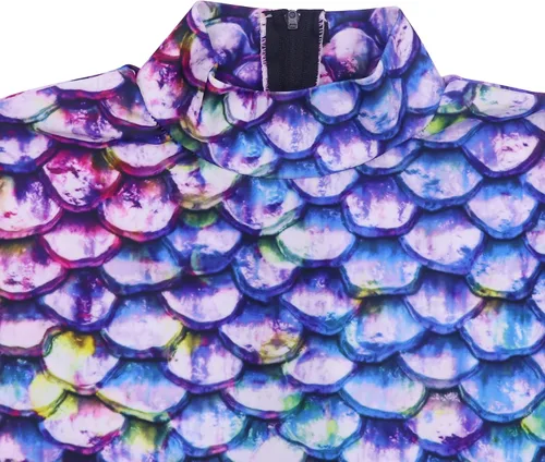 Vista 6 de Traje de baño de una pieza de manga larga para mujer, con estampado de sirena, cremallera, traje de baño de surf