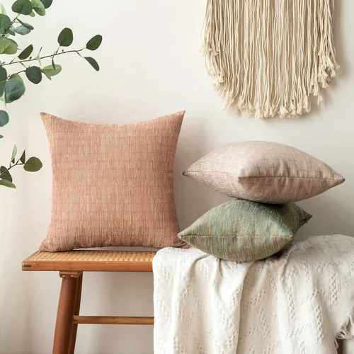 Vista 179 de MIULEE - Juego de 2 fundas de almohada decorativas de lino de arpillera navideñas, modernas, estilo campestre, rústicas, tejidas, con textura