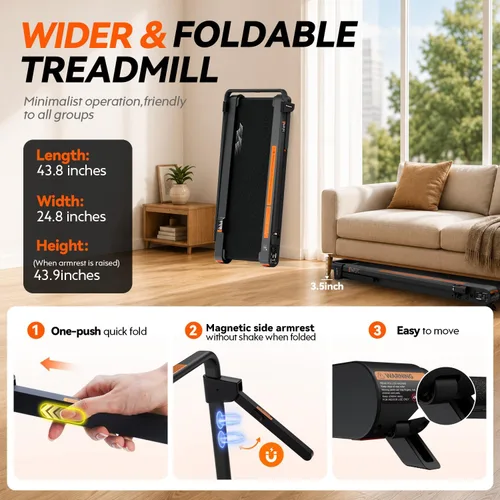 Vista 9 de Walking Pad with Vibration Plate and Handle Bar,Foldable Treadmill