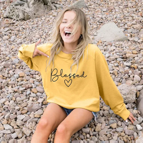 Vista 2 de UNIQUEONE Sudadera Blessed para mujer, ligera, con estampado de letras, para Acción de Gracias