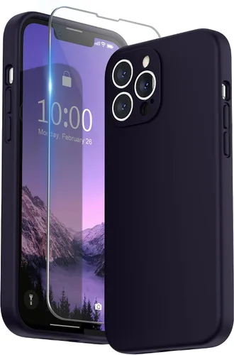 Vista 15 de SURPHY Funda compatible con iPhone 13 Pro Max con protector de pantalla, (protección de cámara + forro de microfibra suave), funda de silicona Negro