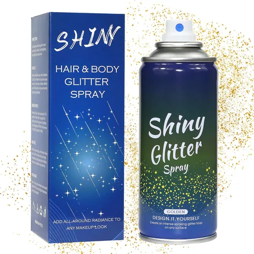 Vista 9 de Spray de purpurina para el cabello y el cuerpo para mujer, maquillaje dorado brillante, gran capacidad para conciertos, bodas, festivales, rave, 6.8