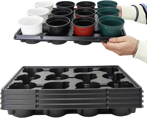 Vista 10 de RooTrimmer Macetas de turba de 3.15 pulgadas, 100 piezas con bandejas de plántulas de 20 celdas, 5 unidades, macetas biodegradables para inicio