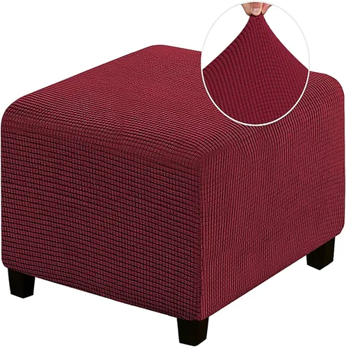 Vista 20 de Funda otomana de alta elasticidad, fundas protectoras de terciopelo elástico para reposapiés, lavable, resistente a la suciedad, con parte inferior