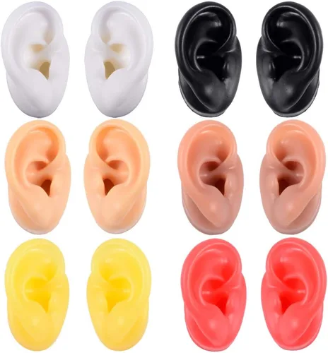 Vista 8 de Modelo de oreja de silicona suave para audífono 1:1 modelo de oreja humana modelo de simulación, accesorios de exhibición de herramientas de 1 pieza