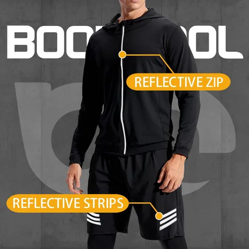 Vista 2 de BOOMCOOL Ropa de entrenamiento para hombre ropa de fitness para gimnasio correr pantalones de compresión para correr camiseta de manga larga Negro