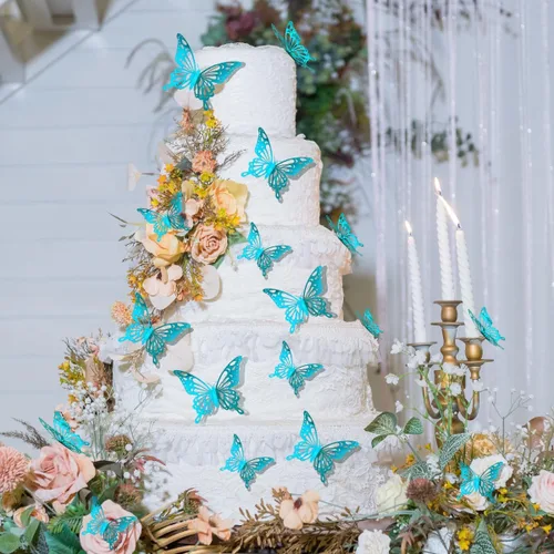 Vista 2 de Calcomanías de pared de mariposa 3D, decoraciones de mariposa para cumpleaños, bodas, fiestas, decoraciones de mariposas para decoración de sala