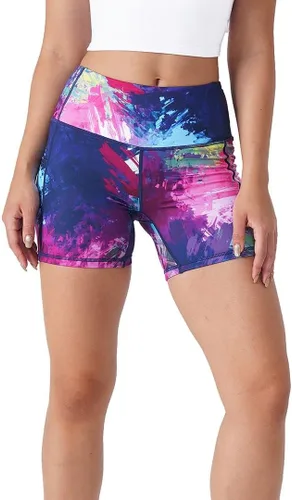 Vista 4 de Tough Mode Pantalones cortos deportivos súper suaves de 5 pulgadas para mujer, con bolsillos, para ciclismo, fitness, entrenamiento, correr, yoga