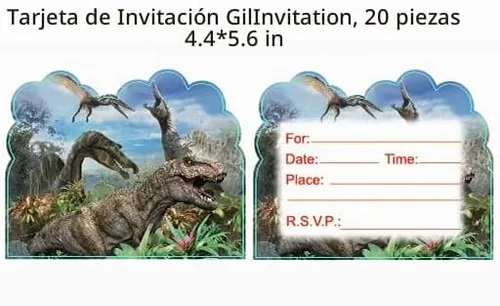 Vista 2 de LEOWEST 20 invitaciones de fiesta de cumpleaños de dinosaurios, invitaciones de dinosaurio, suministros de fiesta de cumpleaños (invitaciones 4)