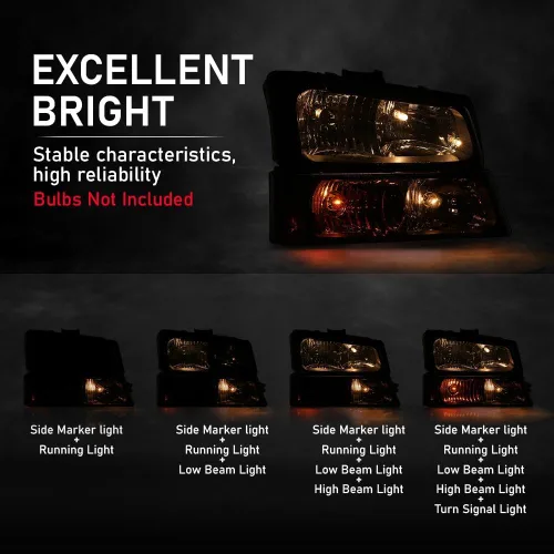 Vista 7 de G-PLUS Faros delanteros compatibles con Chevy Avalanche 1500 2500/Ajuste Chevy Silverado 1500 2500 HD 3500 2003-2006, lente transparente, carcasa