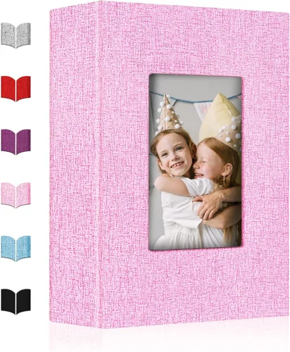 Vista 16 de Álbum de fotos pequeño 4x6, álbum de fotos con cubierta de lino deslizable, minilibro de fotos con capacidad para 100 fotos de 4x6 con 50 hojas