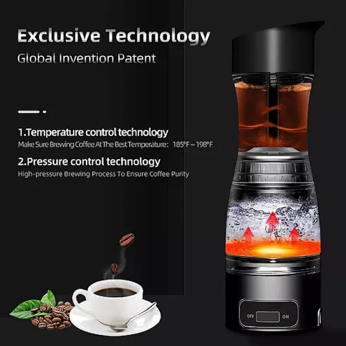 Vista 3 de Luqeeg Cafetera portátil, cafetera eléctrica para café, mini cafetera eléctrica para automóvil, cafetera eléctrica para cápsula con encendedor