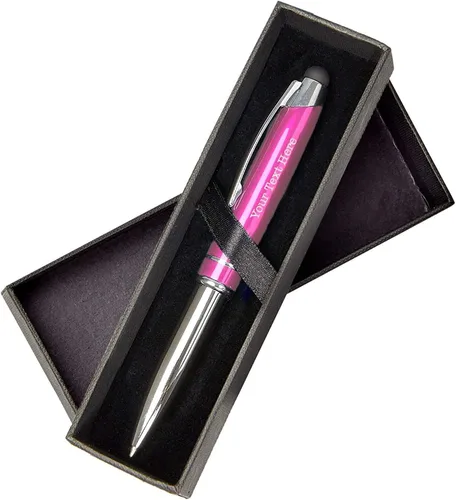 Vista 3 de Bolígrafo personalizado, bolígrafo 3 en 1, lápiz táctil y linterna, personalizado para hombres, mujeres, recuerdos de fiesta de adultos, Negro