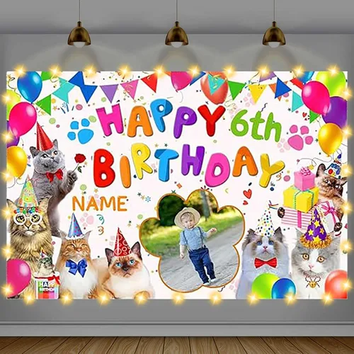 Vista 29 de Cartel de feliz cumpleaños beige personalizado para telón de fondo grande de feliz cumpleaños, globo aerostático, fiesta, interior y exterior