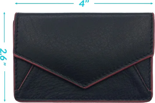 Vista 4 de Titular de la tarjeta RFID personalizado negro/rojo de cuero genuino