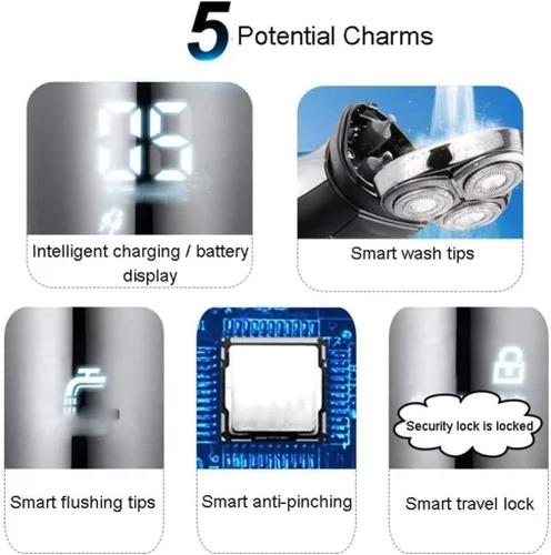 Vista 5 de Maquinilla de afeitar eléctrica para hombres, afeitadoras eléctricas para hombres impermeables en húmedo y seco, maquinillas de afeitar eléctricas